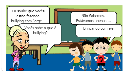 Gibi sobre bullying na escola.