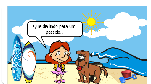 De manhã fui andar com minha cachorrinha na areia da praia. Logo depois minha mãe foi até a praia correr.
Tomei um sorvete e entrei no mar, logo que anoiteceu voltamos para casa.
