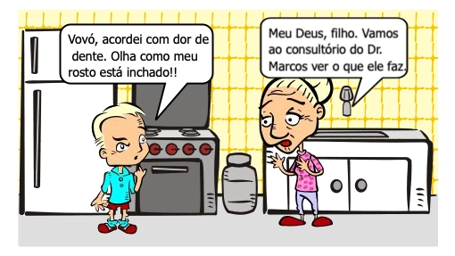 uma criança sente dor no dente