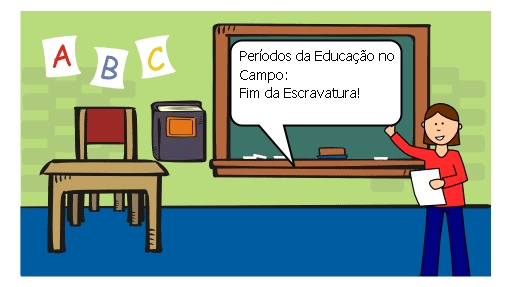 Na aula de história a professora Cândida entra em um assunto muito importante: a abolição da escravatura, onde através da Lei Áurea os negros estariam livres no Brasil.