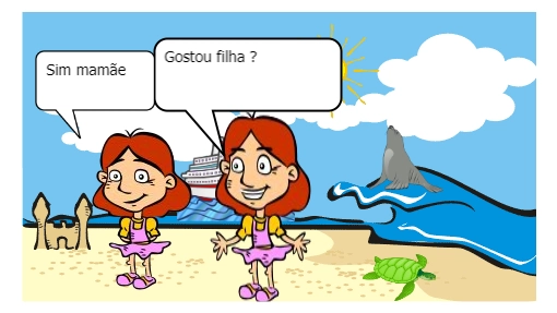 Lavínia e Isabella em A festa na praia