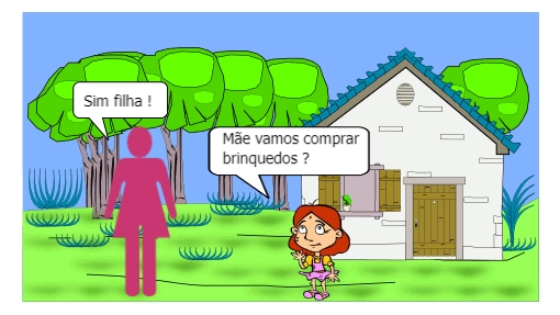 Mãe vamos comprar brinquedos ? Sim filha ! mas lembre-se temos que economizar . Mãe podemos comprar brinquedos de matérias reciclados , assim podemos ajudar a Natureza e cuidarmos do planeta .