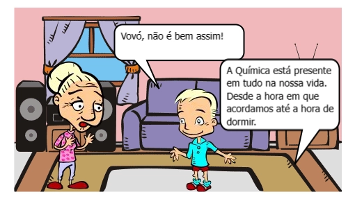 HQ que esclarece uma discussão entre um neto e seu avô sobre a relação entre Química e o Meio Ambiente.