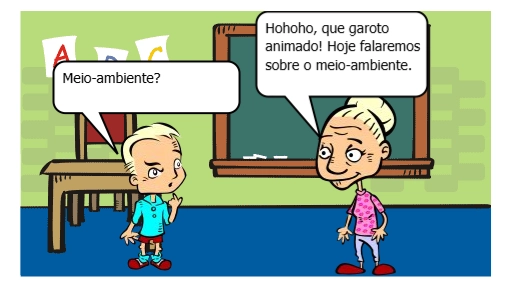 Uma professora e um alio conversam sobre meio ambiente, química e sociedade.