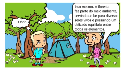 Uma professora e um alio conversam sobre meio ambiente, química e sociedade.