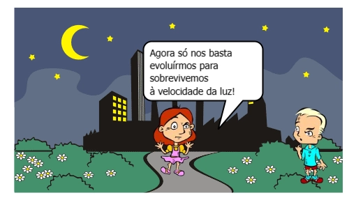 Duas crianças, observando o céu, buscam possíveis planetas habitáveis para a raça humana.
