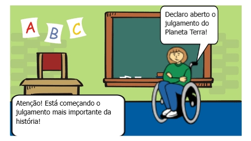 A HQ “O Julgamento do Planeta Terra” apresenta, de forma criativa, um tribunal onde o planeta acusa os seres humanos pelos danos causados ao meio ambiente. Ao longo da história, são discutidos o consumismo, a poluição e o descarte inadequado de resíduos. A narrativa também mostra que a Química não é vilã, mas pode contribuir para soluções sustentáveis. Ao final, a HQ propõe uma reflexão sobre a importância do consumo consciente e da responsabilidade ambiental.