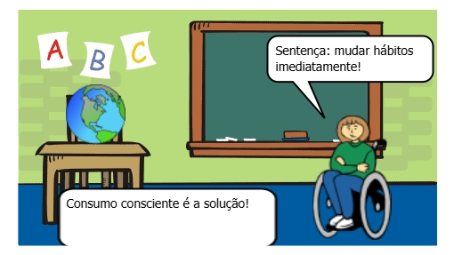A HQ “O Julgamento do Planeta Terra” apresenta, de forma criativa, um tribunal onde o planeta acusa os seres humanos pelos danos causados ao meio ambiente. Ao longo da história, são discutidos o consumismo, a poluição e o descarte inadequado de resíduos. A narrativa também mostra que a Química não é vilã, mas pode contribuir para soluções sustentáveis. Ao final, a HQ propõe uma reflexão sobre a importância do consumo consciente e da responsabilidade ambiental.