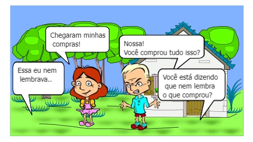 O entregador deixa várias caixas e sacolas na porta. Há caixas, sacolas plásticas, papelão e embalagens espalhadas pela sala.
